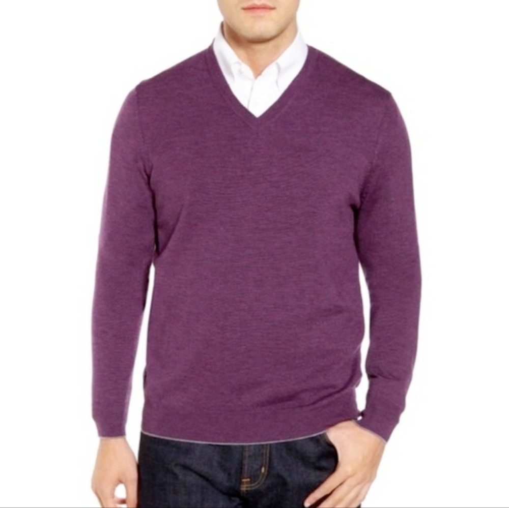 Thomas Dean Wool V-Neck Sweater